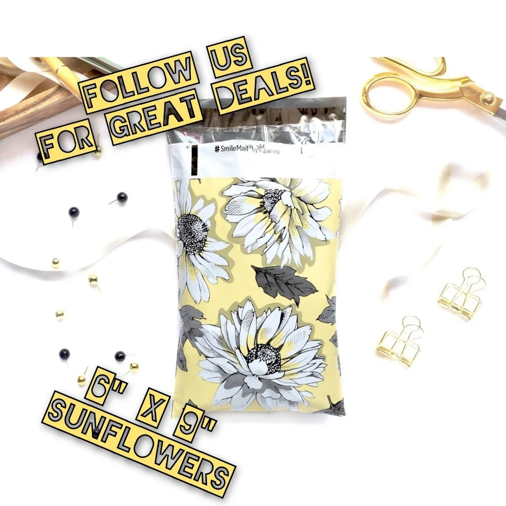 50 Poly Mailers 6x9 Sunflowers
